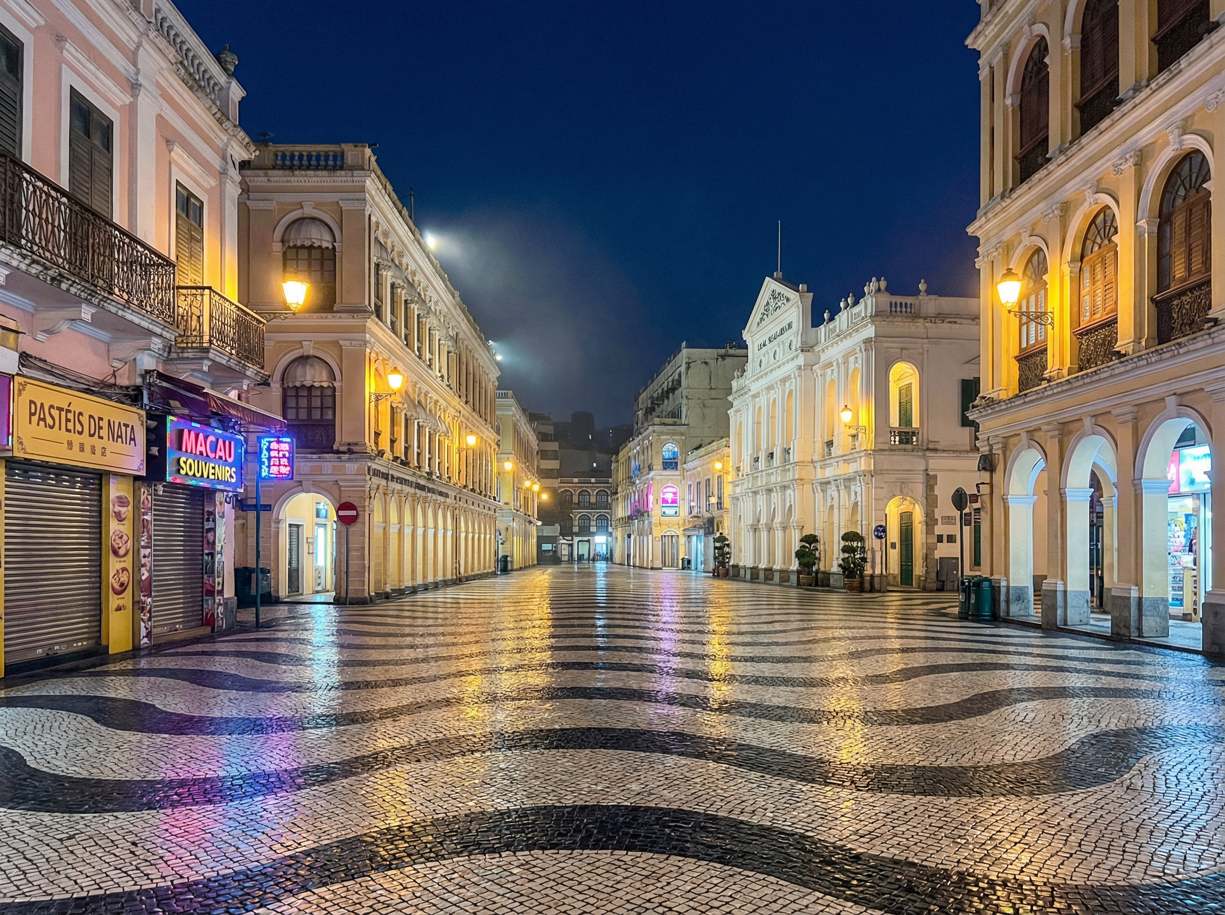 澳门六合彩 - 澳门议事亭前地夜景